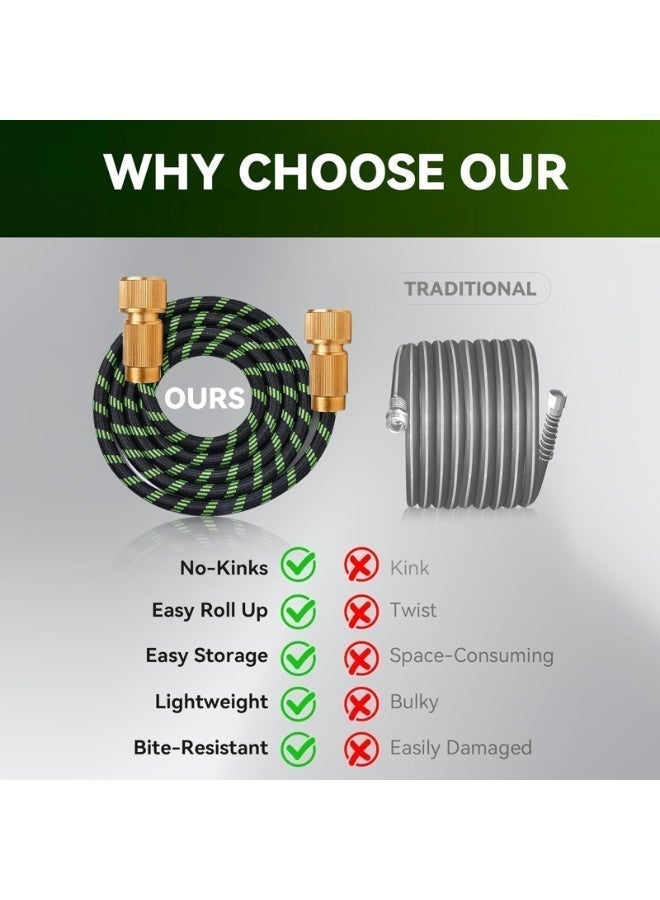 ALongDeng 75 Ft Expandable Garden Hose with 10 Functions Spray Nozzle Latex Core - Extra Strong Brass Connectors No-Kink Durable Flexible Water Pipe Outdoor Hose for Watering Washing (green) - Image 4